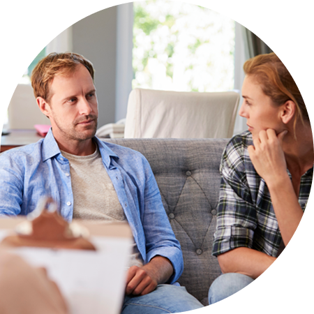 A couple working out differences in a counselling session