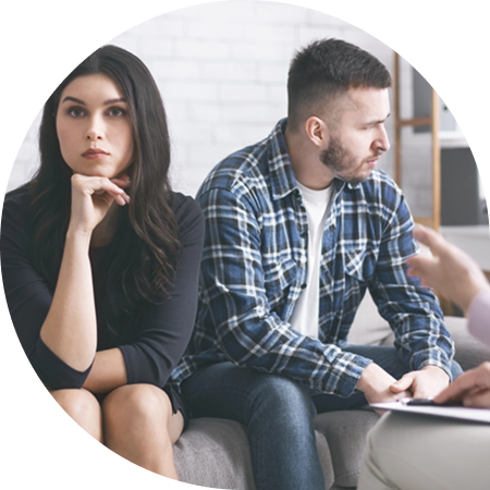 A couple not seeing eye to eye in a counselling session